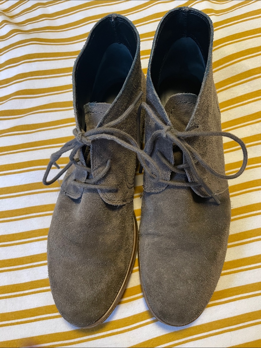Franco Sarto Gray tan Suede Lace-Up Ankle Booties